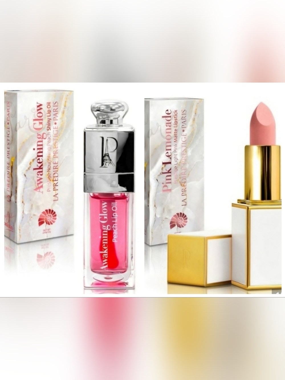 2 Predire Items. Light Pink Lemonade Matte Lipstick & Awaking Glow Peach Lip Oil